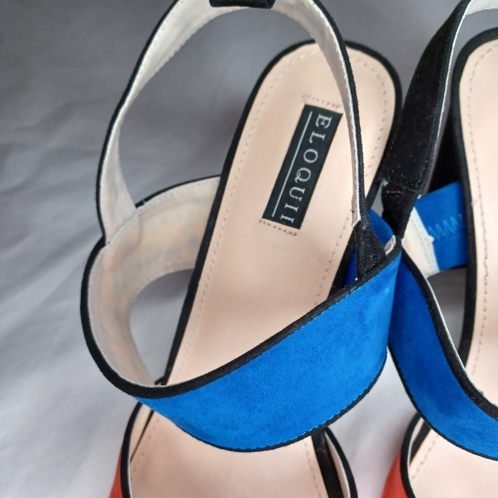 Eloquii Women's Blue and Orange Sandals - Picture 4 of 16